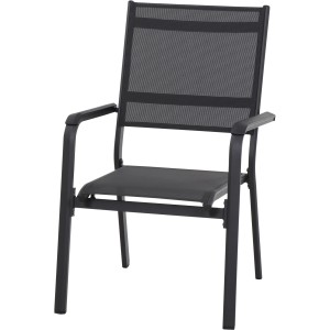 Siena Garden Stapelsessel Tesoro, anthrazitfarbener Gartenstuhl mit Aluminiumgestell und Ranotex-Gewebe.