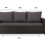 Schwarzes 3-Sitzer Gartensofa mit Kissen (160x60x50 cm) für Polyrattan Möbel.