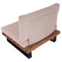 MCW Lounge-Sessel H54 2er-Set, hellbraunes Akazienholz, beige Polster mit Sitz- und Rückenkissen.
