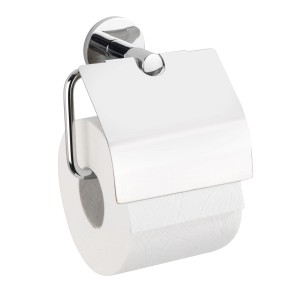 Wenko Toilettenpapierhalter Isera mit Deckel, silber glänzend, mit UV-Loc® Befestigung.