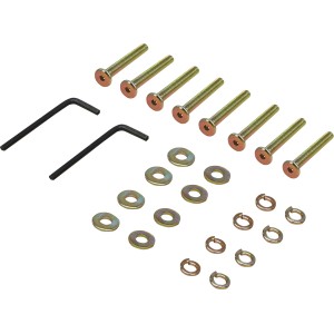 Montage-Set für Bonavista Lounge-Esstisch: Schrauben, Unterlegscheiben und Inbusschlüssel.