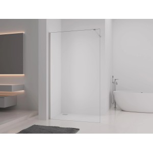 Begehbare baliv Duschwand DUK-120.160 in Silber, 120x200 cm, mit Stabilisationsstange.