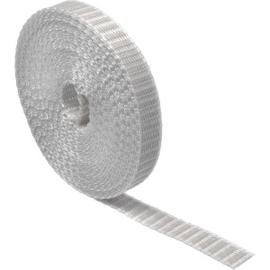 Grauer Schellenberg Rollladengurt Mini, 14 mm breit, 6 m lang, aufgerollt.