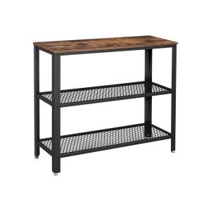 Vasagle Konsolentisch in Braun-Schwarz mit 2 Gitterböden, 101,5x35x80 cm.