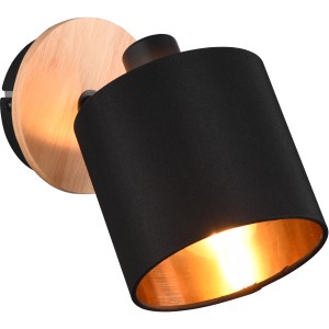 Reality Tommy Strahler, 1-flammig, Holz/Schwarz/Gold, Deckenspot für Wohn- und Schlafzimmer.