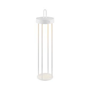 Weiße LED-Akku-Tischleuchte Anselm von Just Light, 50,4 cm hoch, für Innen und Außen.