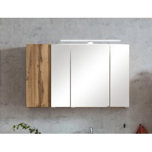 Held Möbel 3D-Spiegelschrank Ancona, 105 cm, Wotaneiche mit LED-Leuchte. Badmöbel für mehr Stauraum.