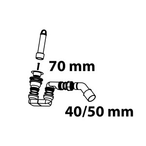 Weißes Kirchhoff Standrohrventil mit Siphon, 47,8 mm (1 1/2) x 40/50 mm, für Waschbecken.