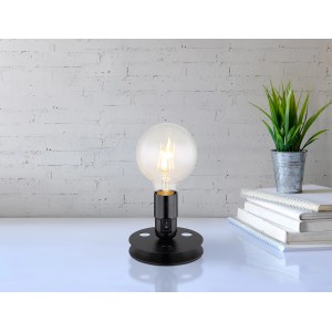 Schwarze, matte Globo Tischlampe Johanna mit E27 Fassung, ohne Leuchtmittel.