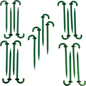 10 grüne Netz- und Folienhalter zur Befestigung im Gartenbeet.