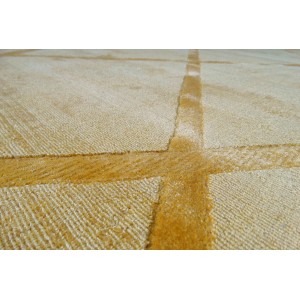Gelber Kayoom Teppich Luxury 210 (160x230 cm) mit modernem Karomuster. Kurzflorteppich für Wohnräume.