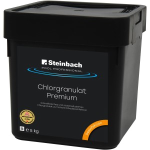 Schwarzer Eimer Pool Professional Chlorgranulat Premium 5 kg zur Pool Desinfektion.