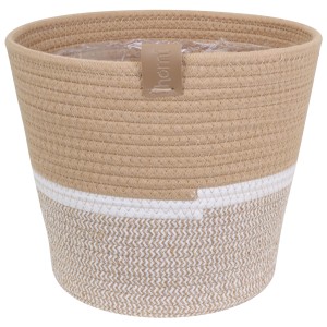 A.H.G. Baumwollkorb, natur/weiß/beige, 18x15cm. Dekokorb oder Übertopf im Boho-Stil.