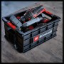 Einhell Werkzeugkiste E-Case, gefüllt mit Werkzeugen, robust und stapelbar für Ordnung und Transport.