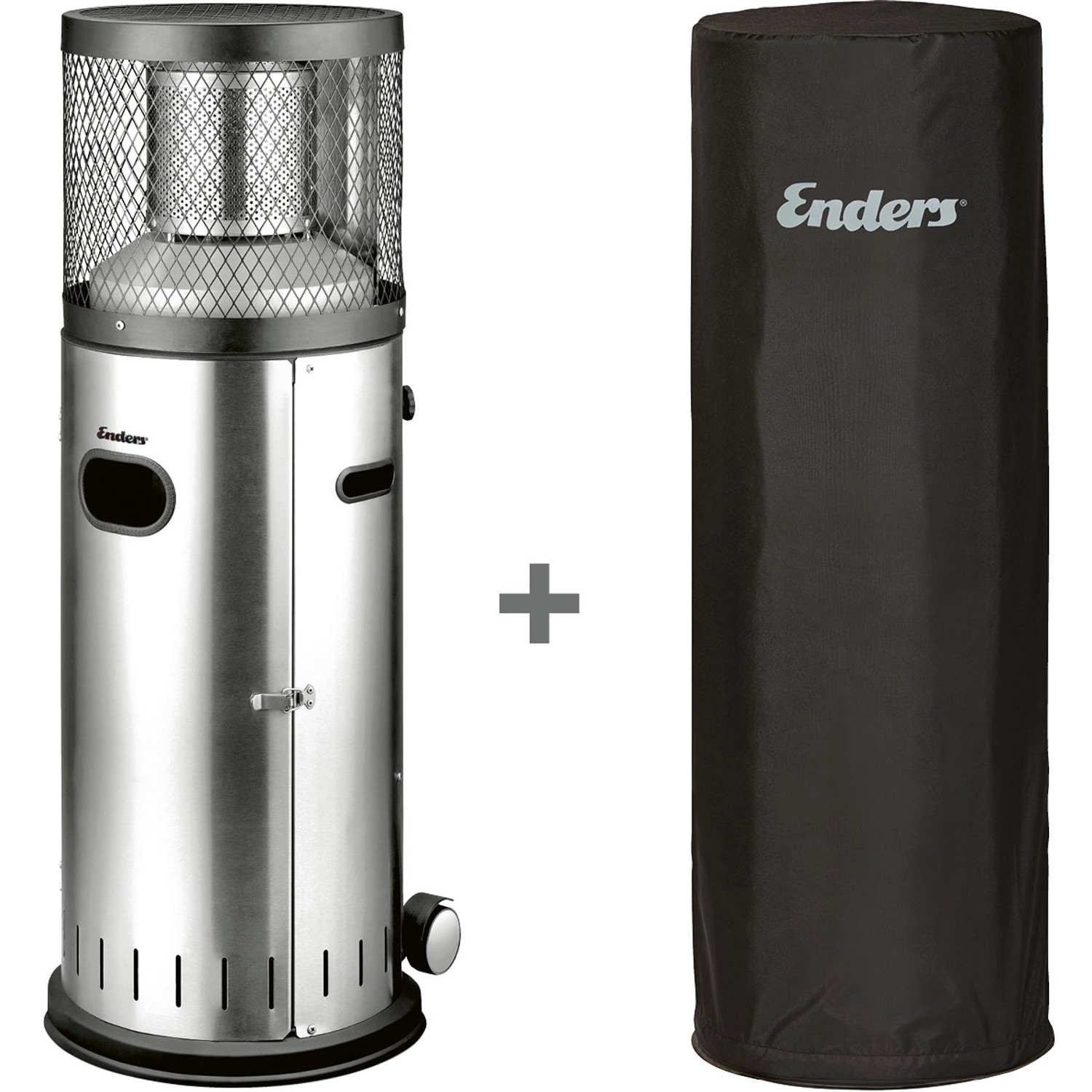 Enders Gas-Terrassenheizer Polo 2.0 aus Edelstahl mit Wetterschutzhülle.