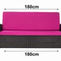 Gartensofa mit rosefarbenem Kissen-Set (180x60x50cm) für Polyrattan-Möbel.