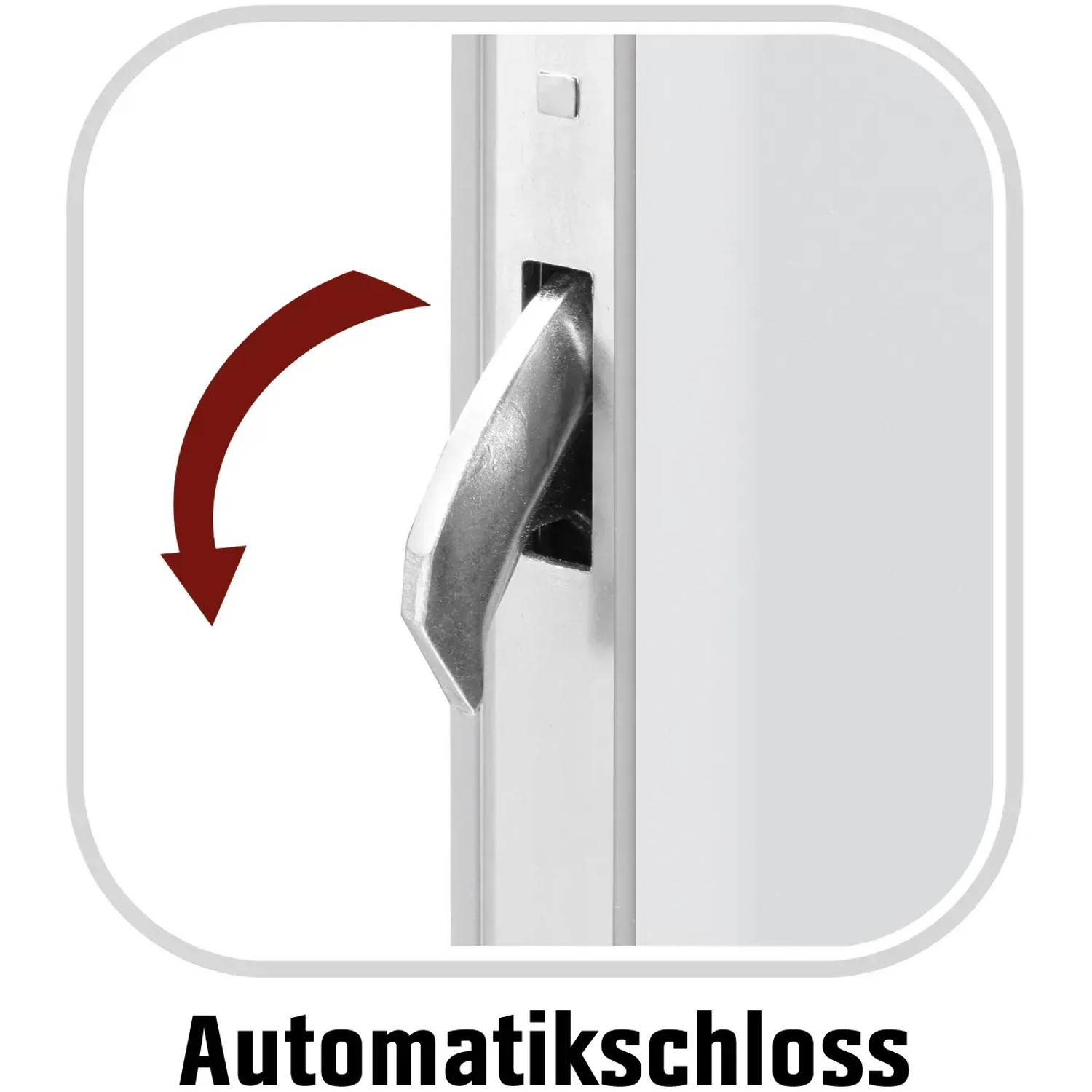 Detailaufnahme: Automatikschloss der weißen Sicherheits-Haustür ThermoSpace Prime Palermo RC2.