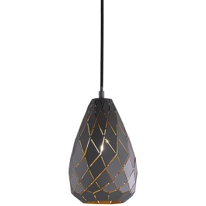 Anthrazitfarbene Trio Pendelleuchte Onyx mit goldfarbener Innenseite.