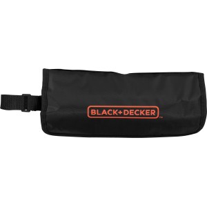Black+Decker Rolltasche mit 71-teiligem Autowerkzeugzubehör, verpackt in einer schwarzen Tasche.