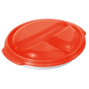 Rotho Mikrowellenteller Micro Clever, 0,75 l, Papaya, mit Fächern und Deckel.