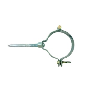 Verzinkte Fallrohrschelle NW 80 mit Bundschraube zur Befestigung von Dachrinnenfallrohren.