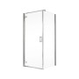 Schulte Drehtür Toura mit Seitenwand, 90x90 cm, Türanschlag links. Duschtür aus Glas mit silbernen Rahmen.