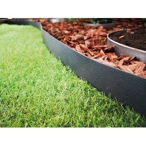 Bellissa Rasenkante Rolle aus Kunststoff, anthrazit, zur Beet- und Raseneinfassung.