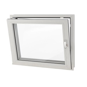 Weißes Roro Kunststofffenster Eco, 80x40 cm, DIN links, mit Dreh-Kipp-Funktion.