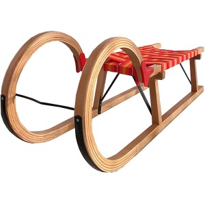 Holzrodel Rudisport mit Gurtsitz (95 cm) für Kinder und Erwachsene.