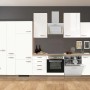 Flex-Well Exclusiv Küchenzeile Valero, 360 cm, Hochglanz Weiß mit Eiche Arbeitsplatte.