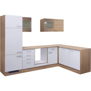 Flex-Well Winkelküche Florida 280 cm, Sonoma Eiche/Weiß, ohne E-Geräte.