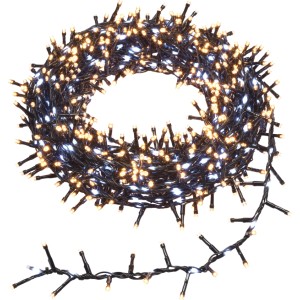 OBI LED Lichterkette mit 1020 warmweißen und kaltweißen LEDs auf schwarzem Kabel, 15,4 m, für Außenbereich.
