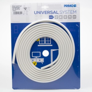 Weiße Primo Türdichtung für Holzzargen, 5m Rolle, geeignet für 3-4 mm Nutbreite.