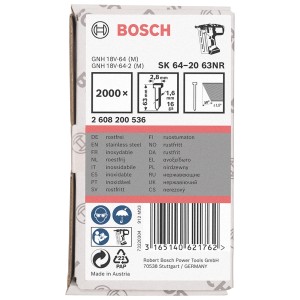 Bosch Stauchkopfnägel SK64-20, 63mm, Edelstahl, 2000 Stück, in Verpackung.