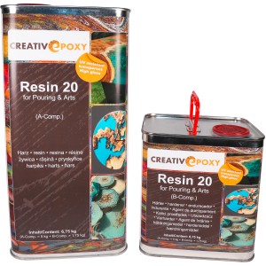 CreativEpoxy Resin 20, 6,75 kg, 2-Komponenten Epoxidharz für Designobjekte und Spezialspachtel.