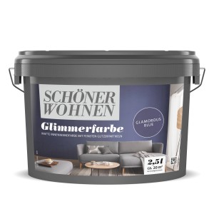 Eimer Schöner Wohnen Glimmerfarbe Glamorous Blue, 2,5 l, Effektfarbe mit Glitzerpigmenten.