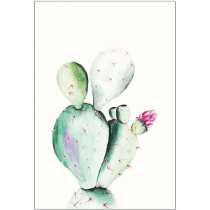 Komar Wandbild: Kaktusfeige (Prickly Pear) mit rosa Blüte, 30x40 cm. Dekoratives Bild für Wohnräume.