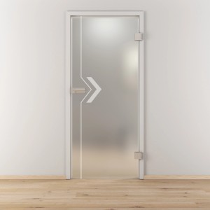 Novadoors Glastür Nova 599_2 Matt, 82,1x201,3 cm, mit Pfeil-Design. Drehbare Innentür aus Glas.