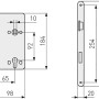 Abus Haustür-Einsteckschloss DIN L Silber, Schema mit Maßen für Montage und Einbau.