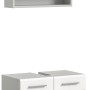 2-teilige Badkombination in Grau-Weiß (60x190x32cm) mit Waschbeckenunterschrank und Spiegelschrank.