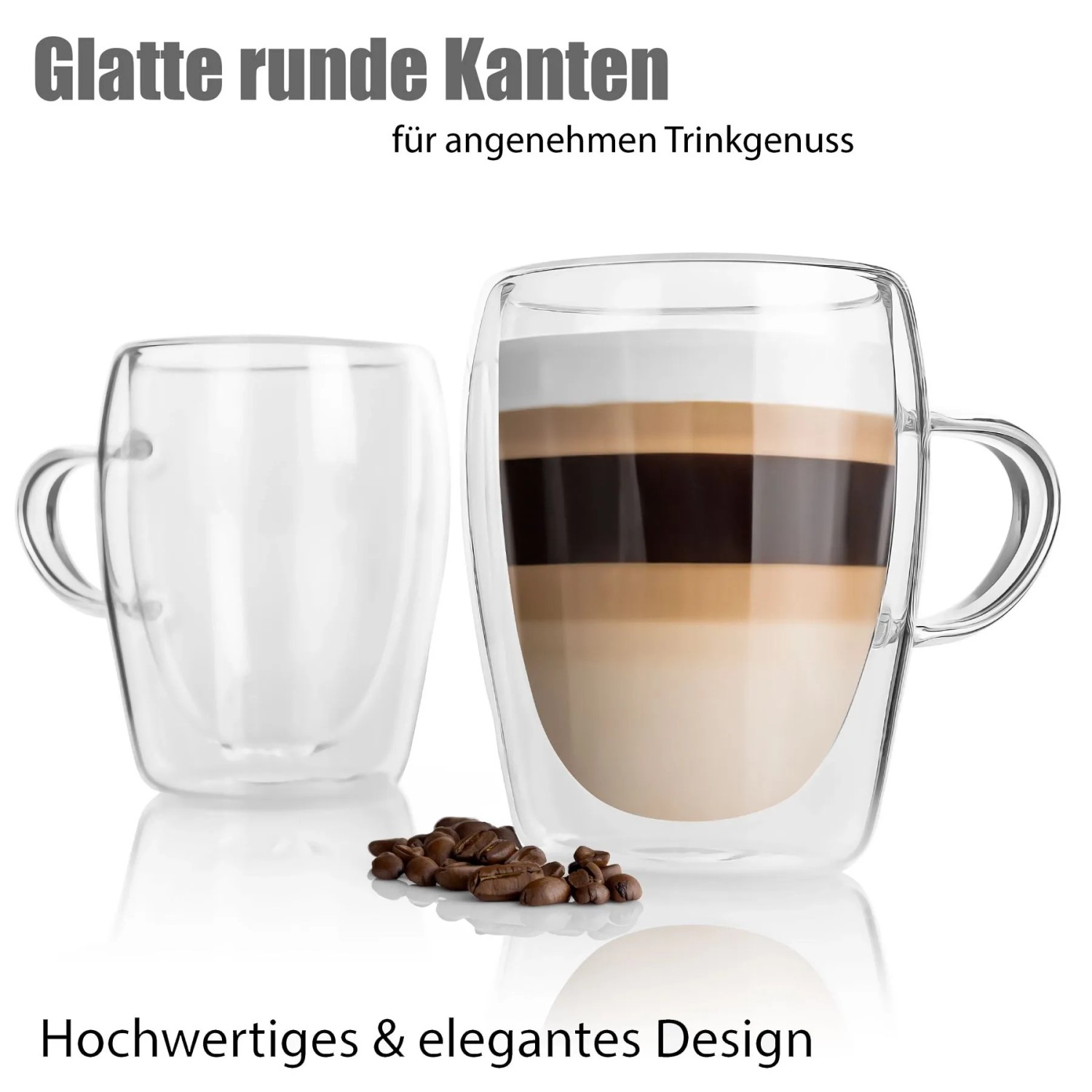 BigDean 2 Stück Doppelwandige Latte Macchiato Gläser mit Henkel 300 ml Teetasse Thermogläser Teegläser Kaffeegläser in Geschenkverpackung kaufen bei OBI