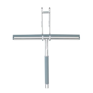 Wenko Badezimmerwischer Cave aus Edelstahl, glänzend, mit Hängevorrichtung für Bad & Dusche.