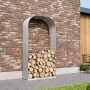 Vitavia Kaminholzregal Ardor 401 hoch aus Zinkalum, gefüllt mit Holzscheiten.