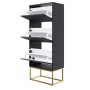 Selsey Schuhschrank Veldio Rillenfront Goldfarbenes Gestell Schwarz 50 cm_4