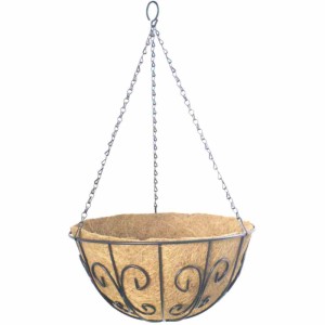 Siena Garden Hängeampel Swirl Ø 35 cm mit Kokoseinlage, Kette und Haken.