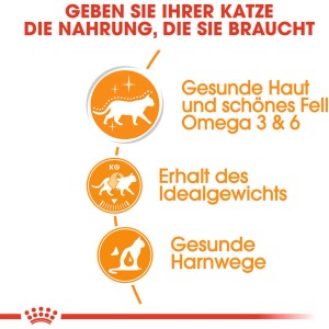 Royal Canin Hair & Skin Care Katzennahrung Nass, Icons für Haut, Fell, Gewicht und Harnwege.
