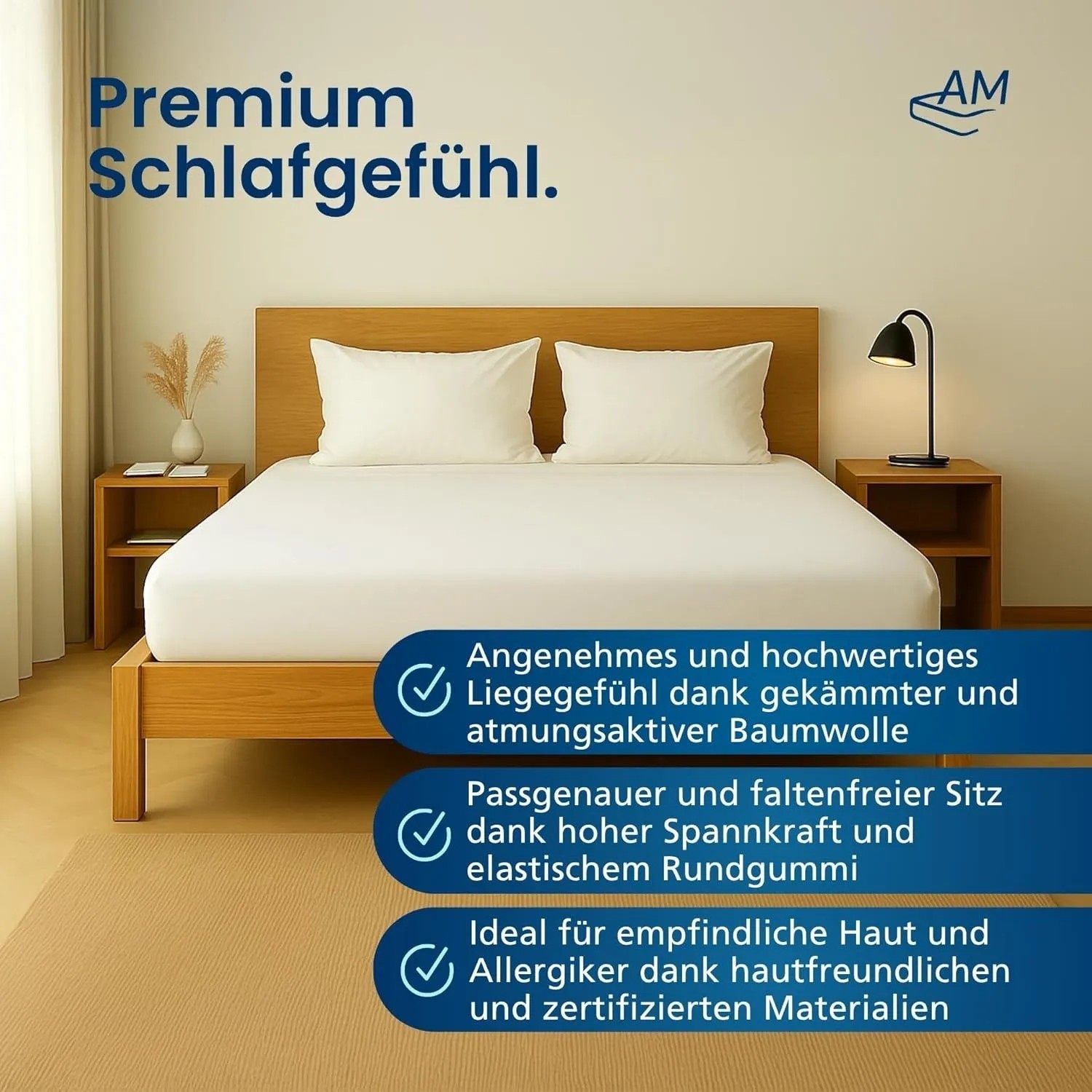AM Qualitätsmatratzen Premium Jersey Boxspringbett Spannbettlaken aus Baumwolle Made in Germany 160x200cm in Weiß kaufen bei OBI