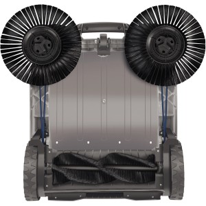 Einhell Blue Kehrmaschine BT-KM 65 mit rotierenden Bürsten für Gehwege und Einfahrten.