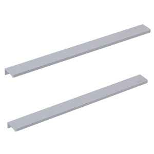Zwei chromfarbene Roca Elegant Griffe, 39,8 cm, für Badmöbel.