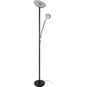 Schwarze, matte LED-Stehlampe Ernst mit zwei Leuchten, 180 cm hoch, für modernes Design.